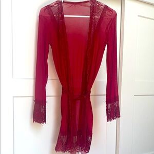 Elegant Red Lace Robe